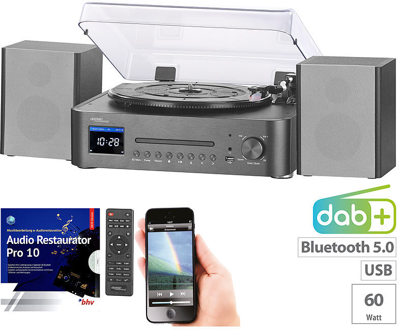 auvisio Digitale HiFi-Anlage & Digitalisierer, Internet- & DAB+Radio, Software