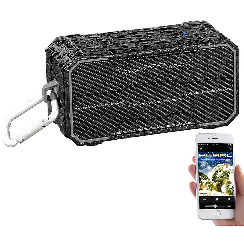 auvisio Outdoor-Lautsprecher mit Bluetooth, Freisprecher, MP3-Player, IPX6