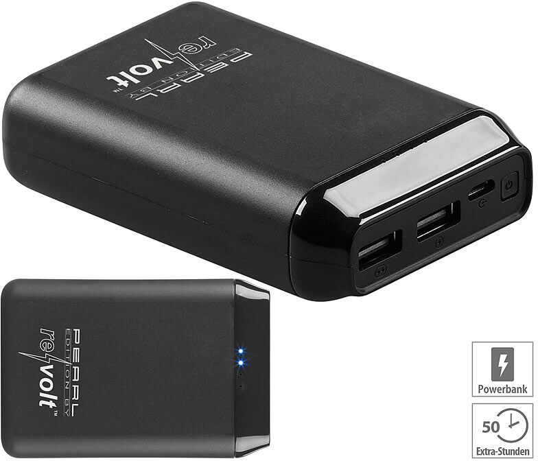 revolt USB-Powerbank PB-210 mit 10.000 mAh, 2 USB-Ports, 2,4 A, 12 Watt