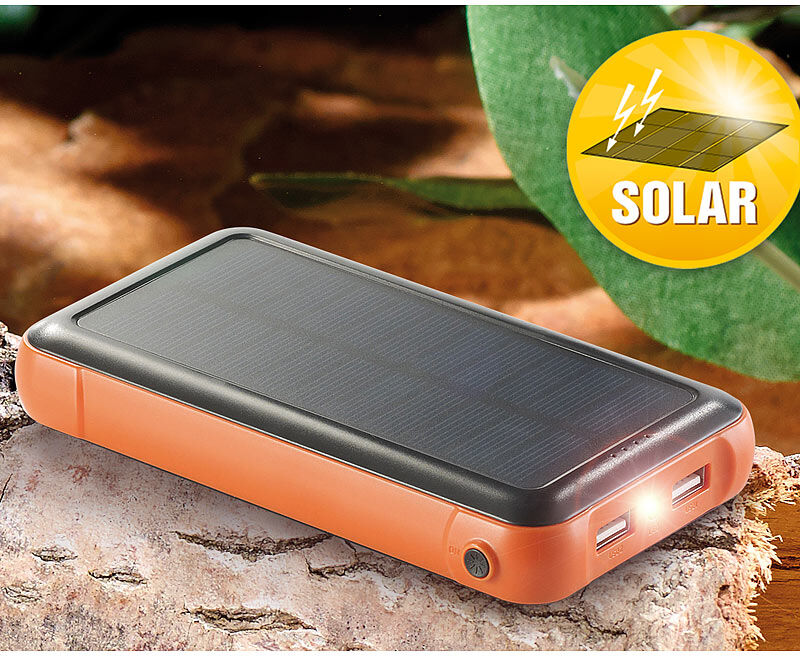 revolt Solar-Powerbank PB-200.s mit 20.000 mAh, Ladestand-Anz., 2x USB