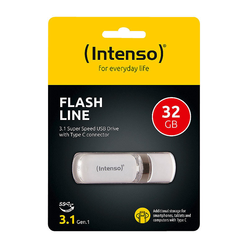Intenso USB-C-Speicherstick Flash Line, 32 GB, Super Speed USB 3.1 Gen 1