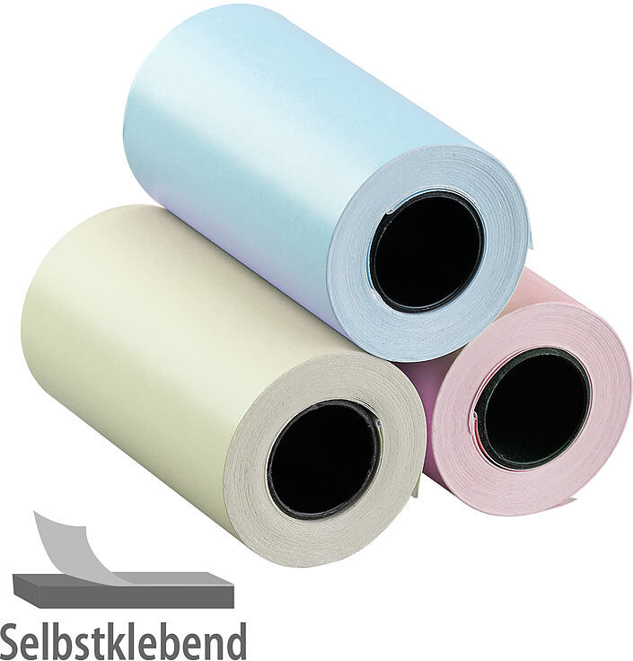 Callstel 3er-Set selbstklebende Etiketten-Rollen, 80 mm Breite, je 3,5 m, bunt