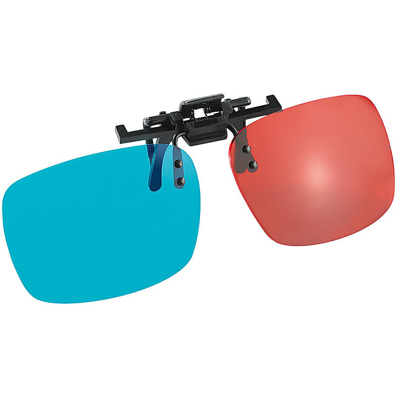 Somikon 3D-Aufsatz für Brillenträger, Anaglyphen-Technologie, Rot/Blau