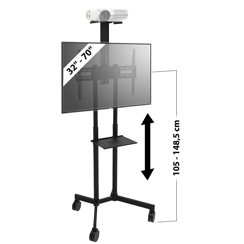 General Office Mobiler TV-Wagen mit AV- und Beamer-Halter, 81 - 178 cm (32