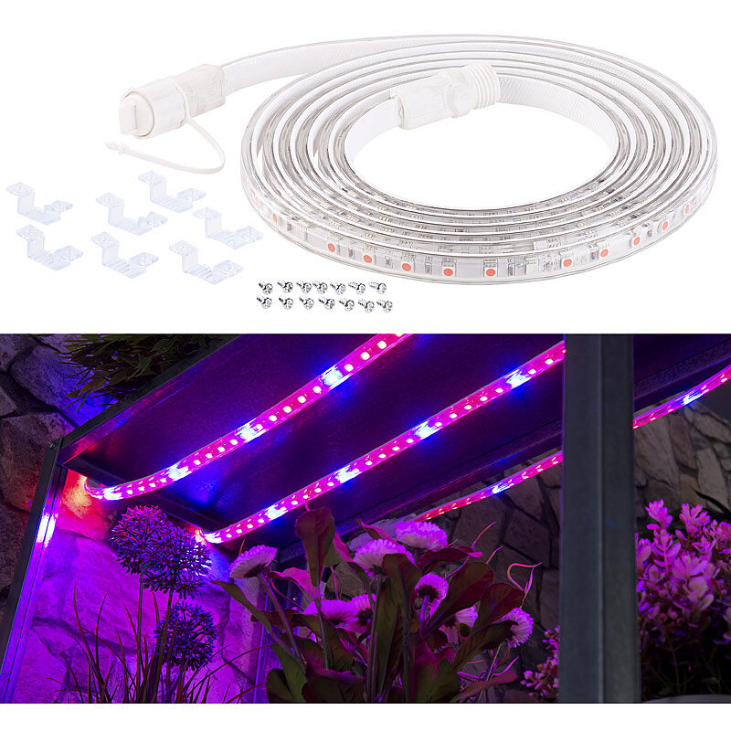 Lunartec LED-Pflanzen-Wachstums-Streifen, 150 rote & 30 blaue LEDs, 3m, kürzbar
