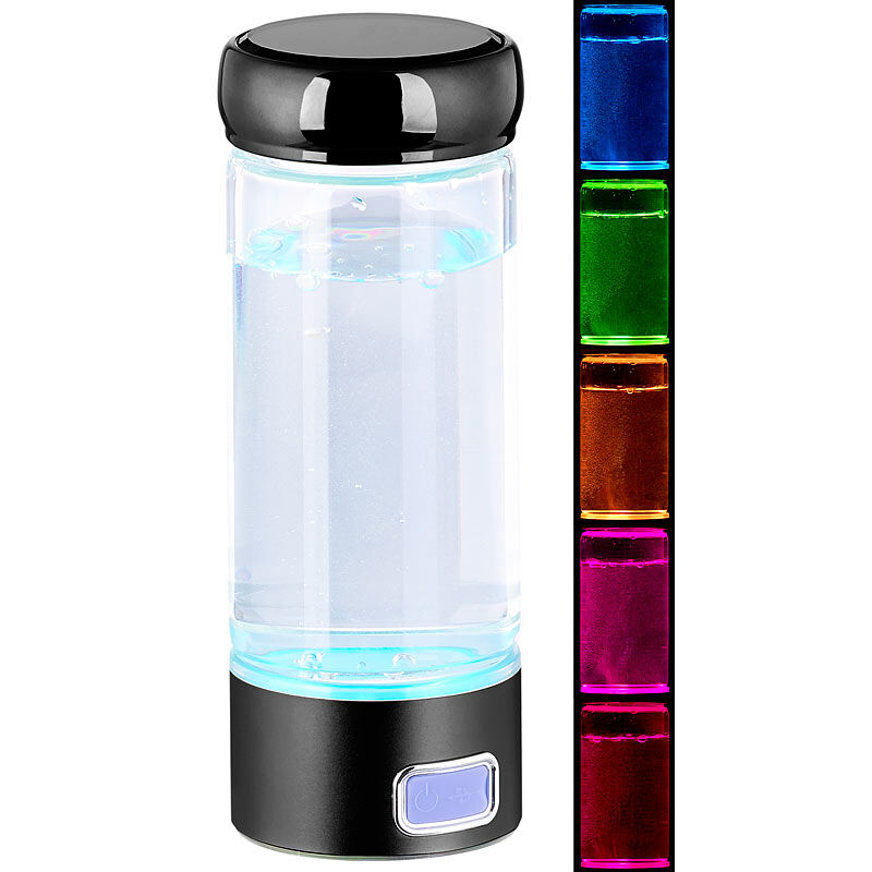 Rosenstein & Söhne Mobiler Wasserstoff-Ionisator für Trinkwasser, mit Akku, 350 ml