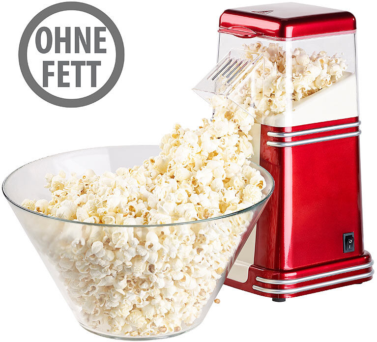 Rosenstein & Söhne XL-Heißluft-Popcorn-Maschine für bis zu 100 g Mais, 1.200 Watt