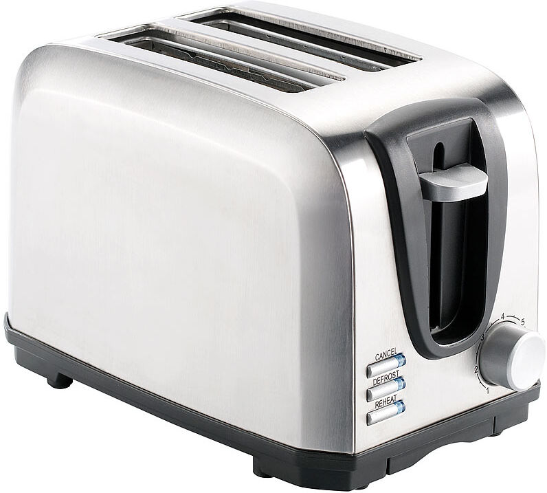 Rosenstein & Söhne Edelstahl-Toaster für 2 Scheiben, 650 W