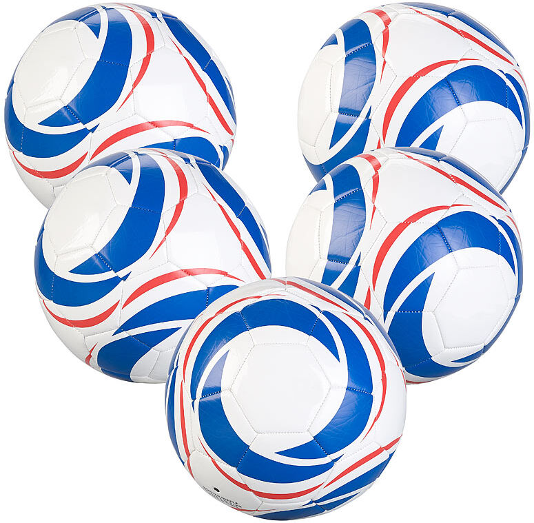 Speeron 5er-Set Trainings-Fußball aus Kunstleder, 22 cm Ø, Größe 5, 440 g