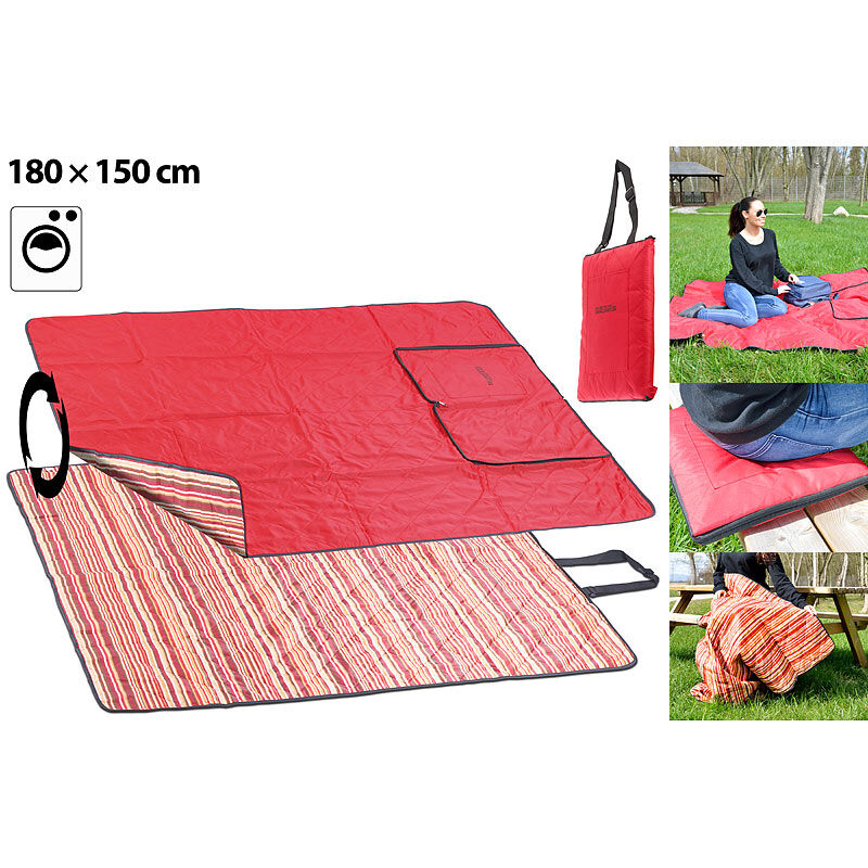 Pearl 3in1-Picknickdecke mit Sitzkissen und Zudecke, waschbar, 180 x 150 cm