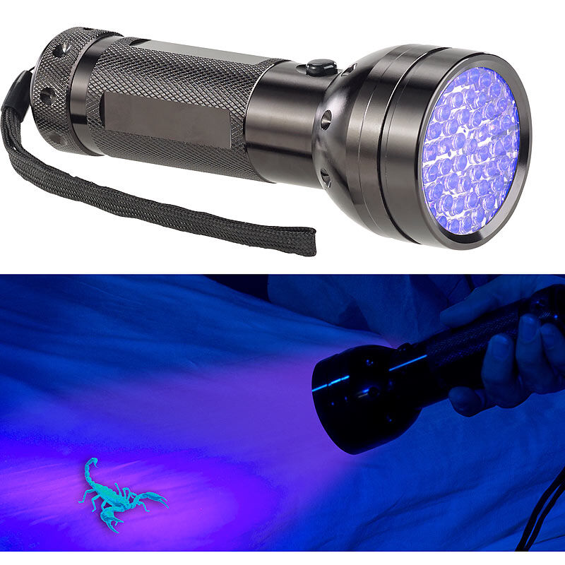 Lunartec 2in1-UV-Taschenlampe und Geldscheinprüfer, 51 LEDs und Batteriebetrieb