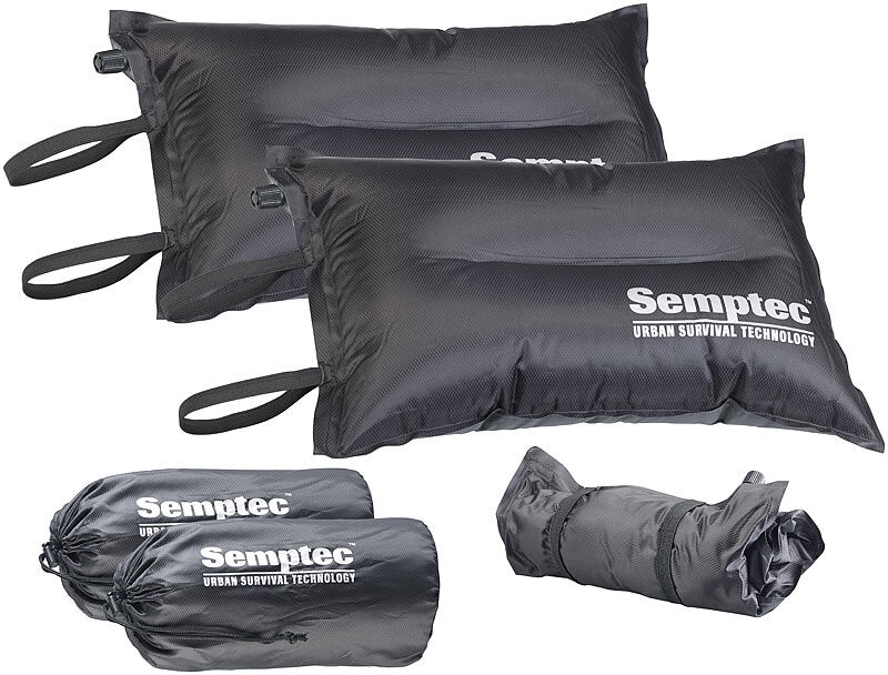 Semptec Urban Survival Technology 2er-Set selbstaufblasende Camping-Kopf- und Sitz-Kissen