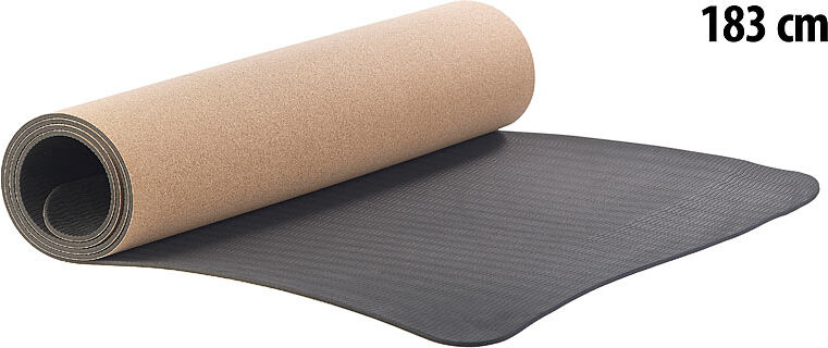 newgen medicals Rutschfeste Yoga-Matte aus Kork und Natur-Kautschuk, 183 x 61 x 0,5 cm