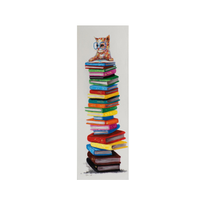 image LAND Katze auf einem Bücherstapel