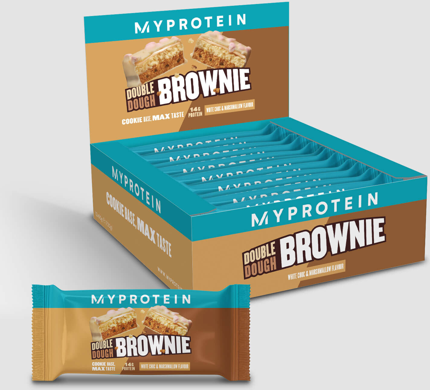 Myprotein Double Dough Brownie - 12 x 60g - White Chocolate and Marshmallow