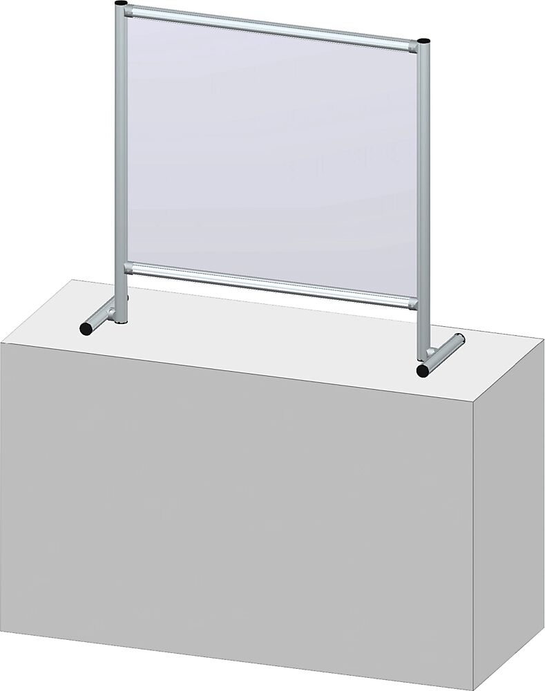 Aluminium-Virenschutzwand mit durchsichtiger Plexiglasscheibe Größe S BxH 1000 x 1000 mm, ab 2 Stk