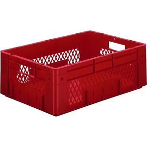 kaiserkraft Schwerlast-Euro-Behälter, Polypropylen, Volumen 38 l, LxBxH 600 x 400 x 210 mm, Wände durchbrochen, Boden geschlossen, rot, VE 2 Stk