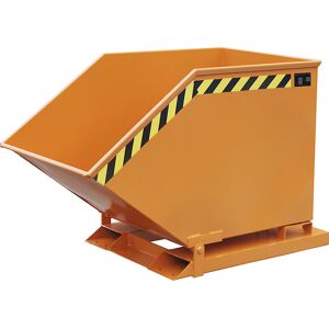 Kippmulde mit Klappmechanismus, kastenförmig, Volumen 0,4 m³, orange RAL 2000 eurokraft pro Kippmulde mit Klappmechanismus, kastenförmig, Volumen 0,4 m³, orange RAL 2000 eurokraft pro