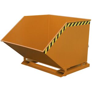 Kippmulde mit Klappmechanismus, kastenförmig, Volumen 1 m³, orange RAL 2000 eurokraft pro Kippmulde mit Klappmechanismus, kastenförmig, Volumen 1 m³, orange RAL 2000 eurokraft pro
