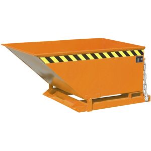 Kippmulde mit Klappmechanismus, Bauform niedrig, Volumen 0,4 m³, orange RAL 2000 eurokraft pro Kippmulde mit Klappmechanismus, Bauform niedrig, Volumen 0,4 m³, orange RAL 2000 eurokraft pro