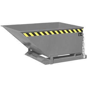 Kippmulde mit Klappmechanismus, Bauform niedrig, Volumen 0,4 m³, grau RAL 7005 eurokraft pro Kippmulde mit Klappmechanismus, Bauform niedrig, Volumen 0,4 m³, grau RAL 7005 eurokraft pro