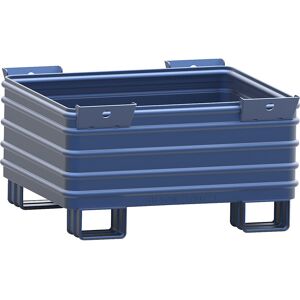 Schwerlast-Stapelbehälter, BxL 1000 x 1200 mm, mit U-förmigen Füßen, blau lackiert, ab 10 Stk Heson Schwerlast-Stapelbehälter, BxL 1000 x 1200 mm, mit U-förmigen Füßen, blau lackiert, ab 10 Stk Heson