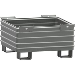 Schwerlast-Stapelbehälter, BxL 1000 x 1200 mm, mit U-förmigen Füßen, grau lackiert, ab 10 Stk Heson Schwerlast-Stapelbehälter, BxL 1000 x 1200 mm, mit U-förmigen Füßen, grau lackiert, ab 10 Stk Heson