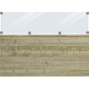kaiserkraft PLUS Plank Profilzaun mit Glas, Holz, BxH 1740 x 1250 mm, natur kaiserkraft PLUS Plank Profilzaun mit Glas, Holz, BxH 1740 x 1250 mm, natur