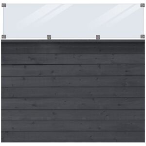 kaiserkraft PLUS Klink Profilzaun mit Glas, Holz, BxH 1740 x 1630 mm, schwarz kaiserkraft PLUS Klink Profilzaun mit Glas, Holz, BxH 1740 x 1630 mm, schwarz