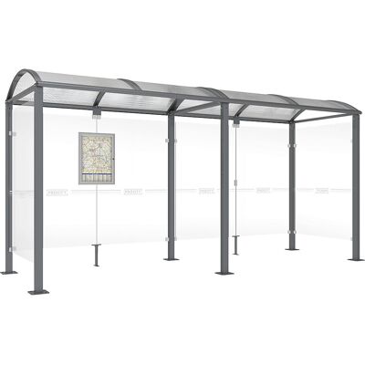 Wartehalle, mit 2 Seitenverkleidungen, Breite 5040 mm, anthrazitgrau PROCITY Wartehalle, mit 2 Seitenverkleidungen, Breite 5040 mm, anthrazitgrau PROCITY