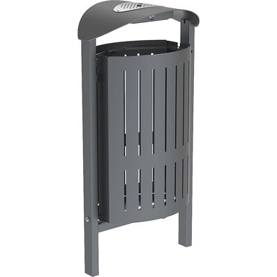 Abfallkorb SILAOS® mit Ascher, Stahlblech, zum Einbetonieren, grau PROCITY Abfallkorb SILAOS® mit Ascher, Stahlblech, zum Einbetonieren, grau PROCITY