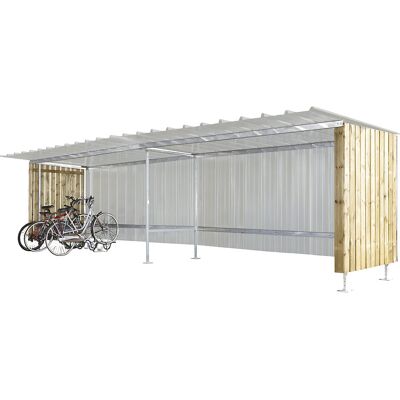 Unterstand, HxB 2150 x 3990 mm, Metalloptik, Anbaueinheit für Modell B811C Mottez Unterstand, HxB 2150 x 3990 mm, Metalloptik, Anbaueinheit für Modell B811C Mottez