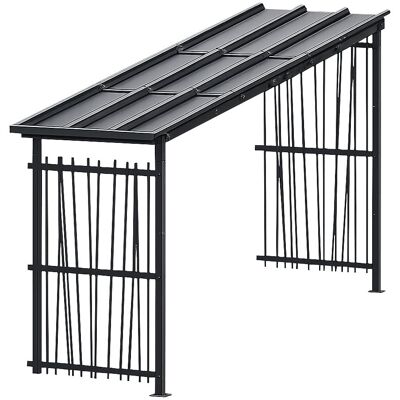 Fahrradunterstand, HxB 2360 x 5600 mm, Bambus, Tiefe 1000 mm, Anbaueinheit Mottez Fahrradunterstand, HxB 2360 x 5600 mm, Bambus, Tiefe 1000 mm, Anbaueinheit Mottez