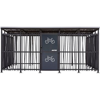 Fahrradunterstand, HxB 2360 x 5600 mm, Bambus, Tiefe 5150 mm, Grundeinheit Mottez Fahrradunterstand, HxB 2360 x 5600 mm, Bambus, Tiefe 5150 mm, Grundeinheit Mottez