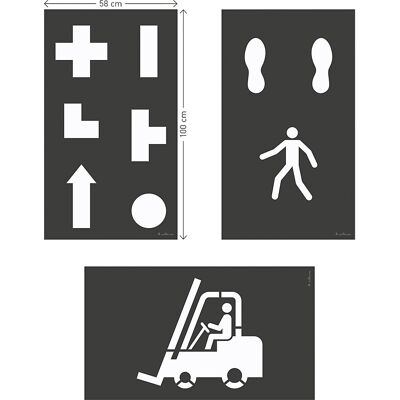 Bodenmarkierung-Schablonenset DURALINE® Logistik, 9 Motive, Folie BxH 100 x 58 mm DURABLE Bodenmarkierung-Schablonenset DURALINE® Logistik, 9 Motive, Folie BxH 100 x 58 mm DURABLE