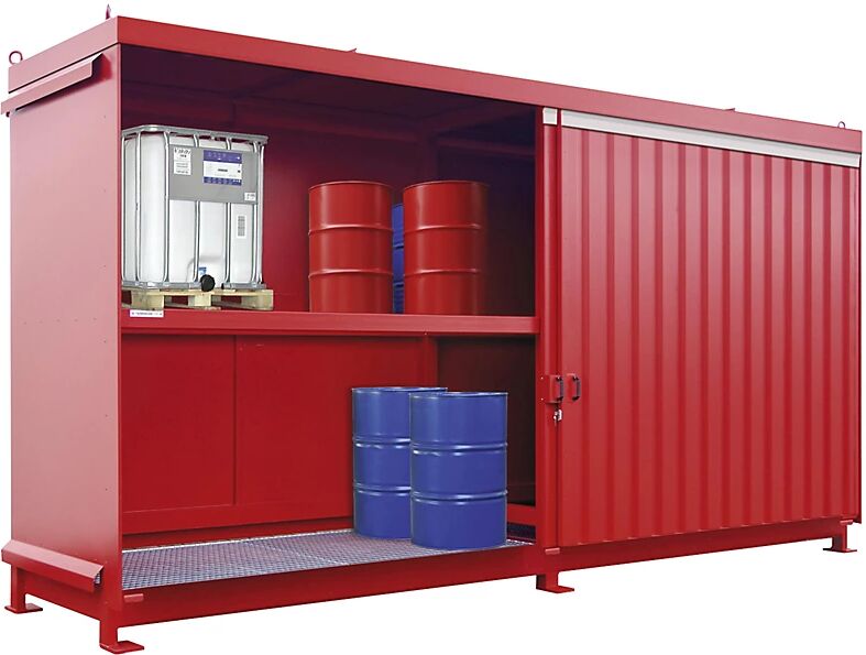 EUROKRAFTpro Gefahrstoff-Regalcontainer Kapazität 8 x 1000-l-IBC/KTC rot