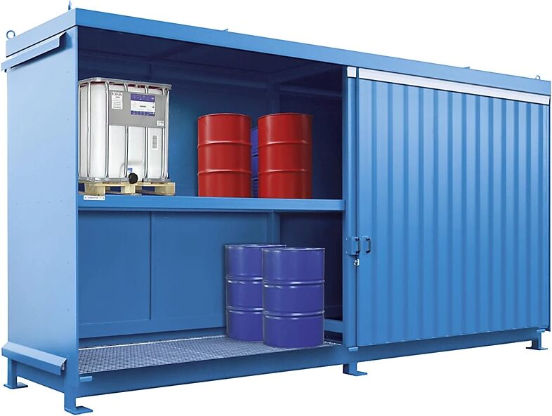 EUROKRAFTpro Gefahrstoff-Regalcontainer Kapazität 8 x 1000-l-IBC/KTC blau