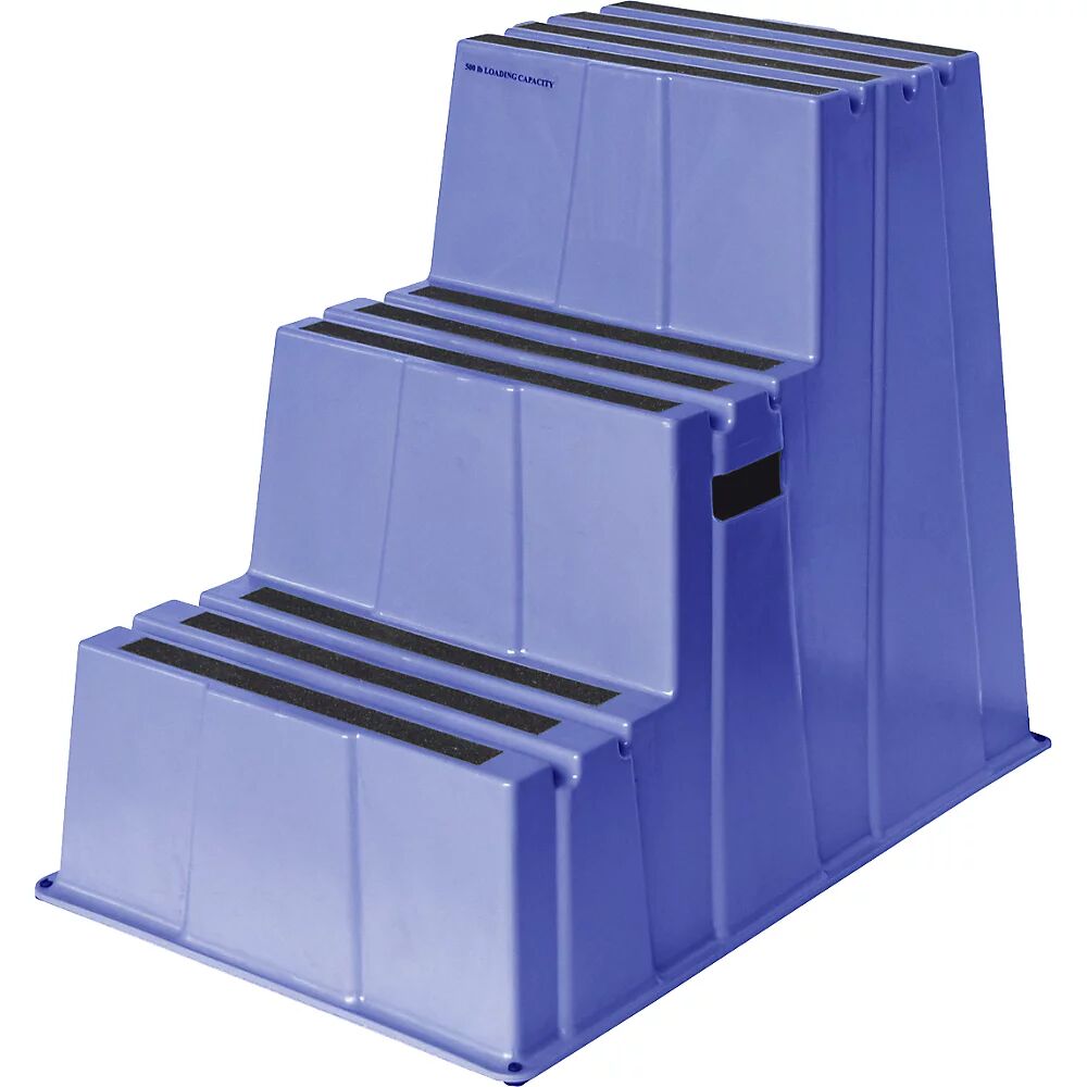 Twinco Kunststoff-Tritt mit rutschfesten Stufen Traglast 150 kg 3 Stufen, blau