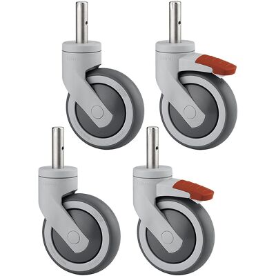 Kunststoffrolle, Set-Angebot, 2 Lenkrollen mit Doppelstopp und 2 Lenkrollen, Zapfen, Rad-Ø x Breite 100 x 32 mm TENTE Kunststoffrolle, Set-Angebot, 2 Lenkrollen mit Doppelstopp und 2 Lenkrollen, Zapfen, Rad-Ø x Breite 100 x 32 mm TENTE