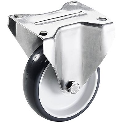 Polyurethan-Reifen, Gehäuse Edelstahl, Rad-Ø x Breite 160 x 38 mm, Bockrolle Proroll Polyurethan-Reifen, Gehäuse Edelstahl, Rad-Ø x Breite 160 x 38 mm, Bockrolle Proroll