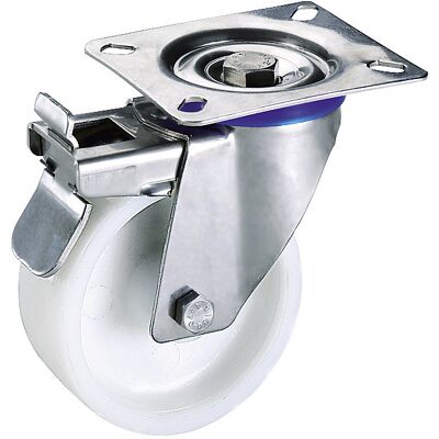 Polyamid-Rad, Gehäuse Edelstahl, Rad-Ø x Breite 200 x 50 mm, Lenkrolle mit Doppelstopp Proroll Polyamid-Rad, Gehäuse Edelstahl, Rad-Ø x Breite 200 x 50 mm, Lenkrolle mit Doppelstopp Proroll