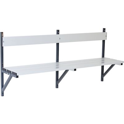 Wandbank, Aluminiumleisten / Edelstahlgestell, Länge 2000 mm, anthrazitgrau Sypro Wandbank, Aluminiumleisten / Edelstahlgestell, Länge 2000 mm, anthrazitgrau Sypro