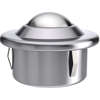 Kugelrolle mit Bund und Clip, Edelstahlkugel, Kugel-Ø 15,88 mm, Nutzlast 50 kg, ab 20 Stk Schulz Stanztechnik Kugelrolle mit Bund und Clip, Edelstahlkugel, Kugel-Ø 15,88 mm, Nutzlast 50 kg, ab 20 Stk Schulz Stanztechnik