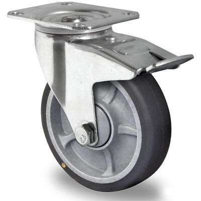 kaiserkraft TPE-Reifen auf PP-Felge, ESD, ab 2 Stk, Rad-Ø x Breite 200 x 40 mm, Lenkrolle mit Doppelstopp kaiserkraft TPE-Reifen auf PP-Felge, ESD, ab 2 Stk, Rad-Ø x Breite 200 x 40 mm, Lenkrolle mit Doppelstopp