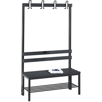 Umkleidebank BASIC, einseitig, Kunststoffleisten, Länge 1000 mm, schwarzgrau, Schuhrost C+P Umkleidebank BASIC, einseitig, Kunststoffleisten, Länge 1000 mm, schwarzgrau, Schuhrost C+P