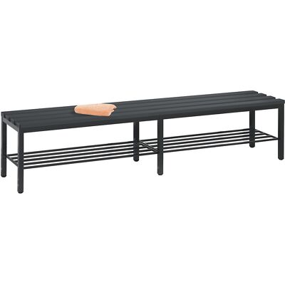 Umkleidebank BASIC, Kunststoffleisten, Länge 1960 mm, schwarzgrau, Schuhrost C+P Umkleidebank BASIC, Kunststoffleisten, Länge 1960 mm, schwarzgrau, Schuhrost C+P