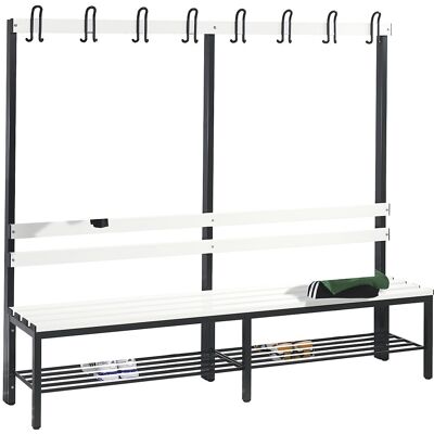 Umkleidebank BASIC, einseitig, Kunststoffleisten, Länge 1960 mm, schwarzgrau, Schuhrost C+P Umkleidebank BASIC, einseitig, Kunststoffleisten, Länge 1960 mm, schwarzgrau, Schuhrost C+P