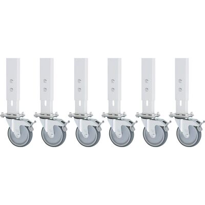 Rollensatz 6-teilig, für Grund-/Anbautisch-Kombination 60 x 30 mm, 6 Lenkrollen mit Feststeller RAU Rollensatz 6-teilig, für Grund-/Anbautisch-Kombination 60 x 30 mm, 6 Lenkrollen mit Feststeller RAU