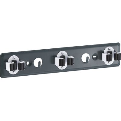 Gerätehalter für die Wand, mit 3 Handgriffen und 2 Haken, LxB 350 x 70 mm Mottez Gerätehalter für die Wand, mit 3 Handgriffen und 2 Haken, LxB 350 x 70 mm Mottez