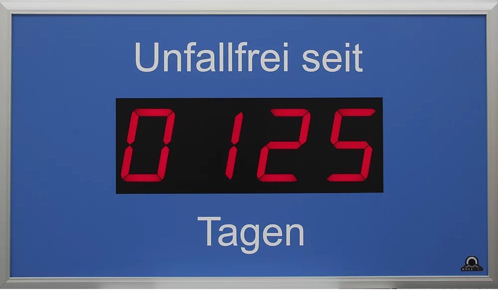 Außen-LED-Anzeige, Unfallfreie Tage HxBxT 400 x 700 x 60 mm weißaluminium